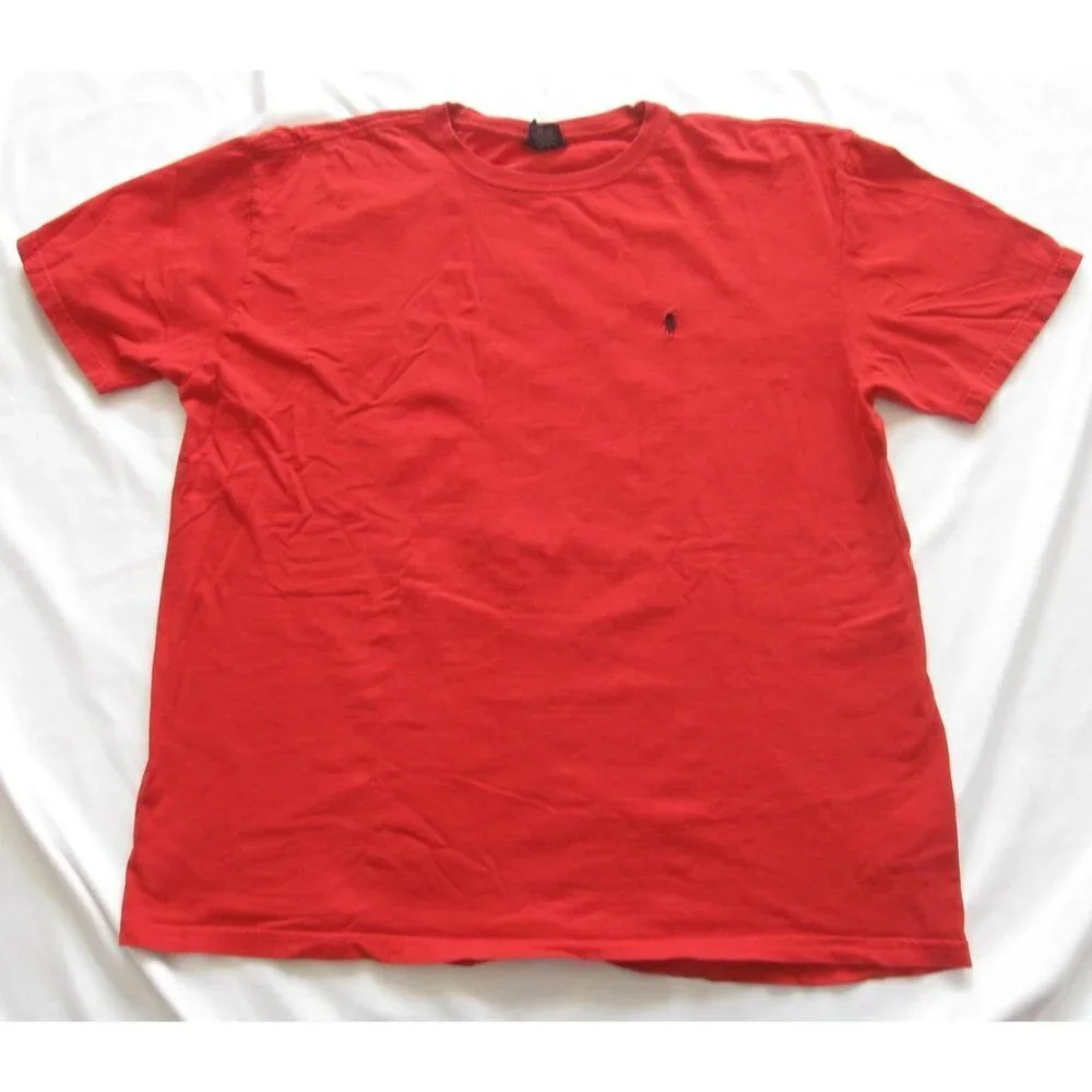 Y2K Vintage Polo Ralph Lauren T-Shirt Men Minimalist Preppy Red Sz L (MT957)